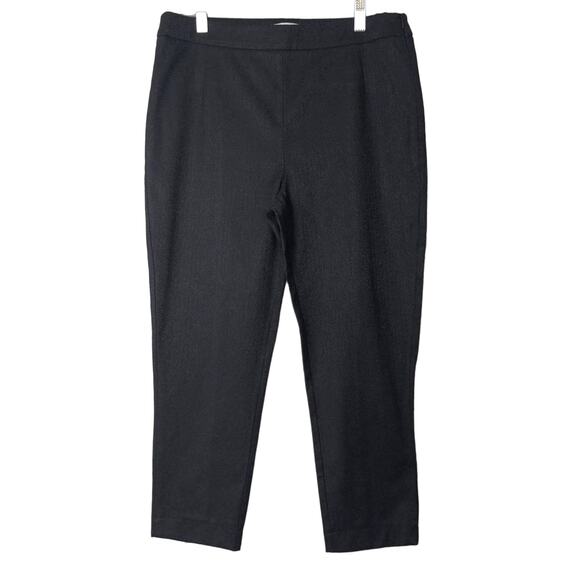 Reiss Women's Chevron Print Flat Front Stretch Side Zip Capri Pants Black Size 8